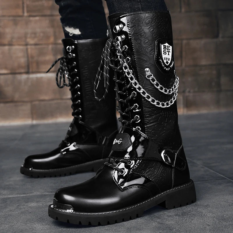 Chain Armor Motorcycle Boots – Gothic Metal Rider Style
