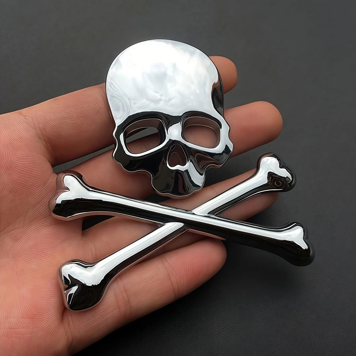 3D Skull and Crossbones Motorcycle Sticker