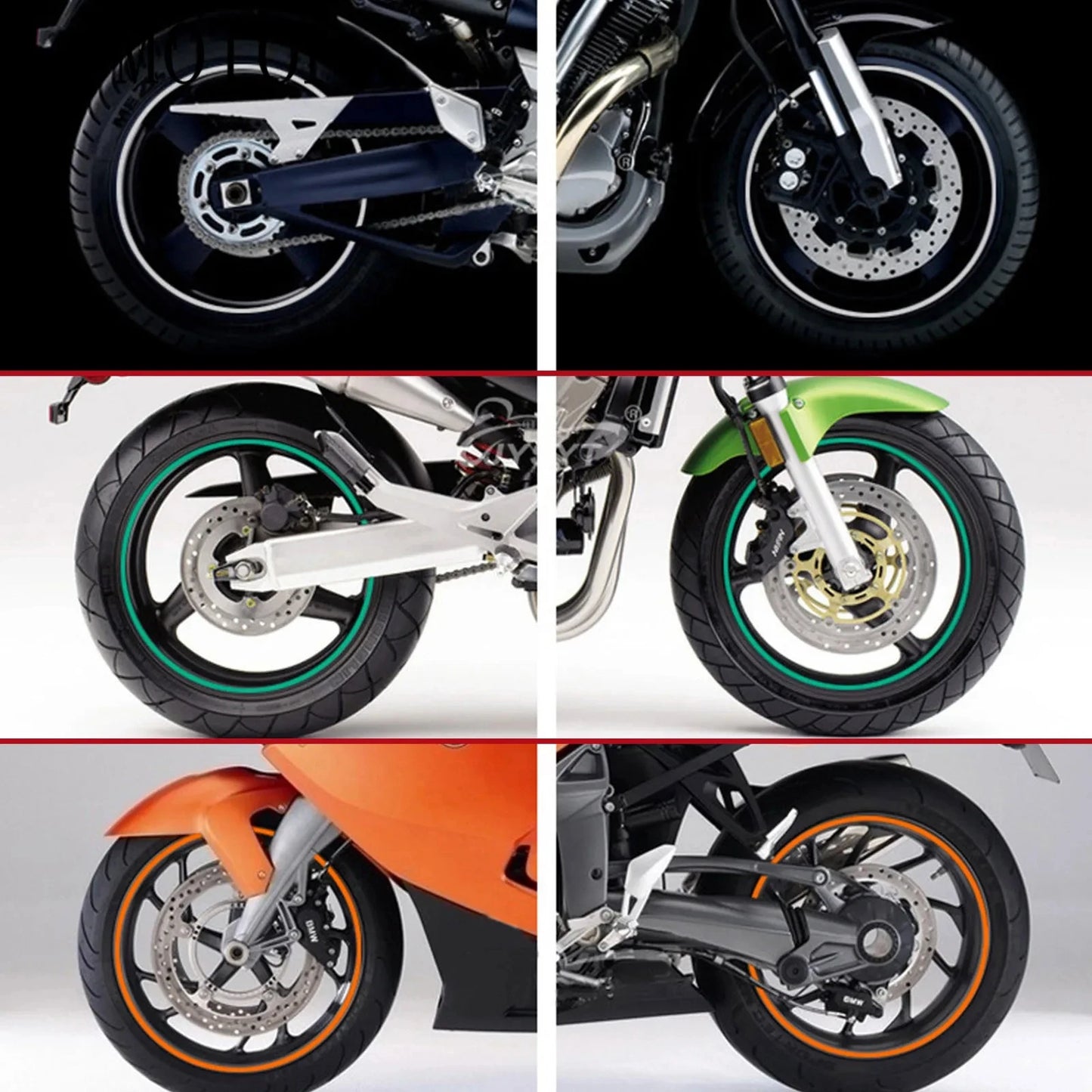 Motorcycle Reflective Rim Stickers – 16pcs Set, Waterproof & Durable