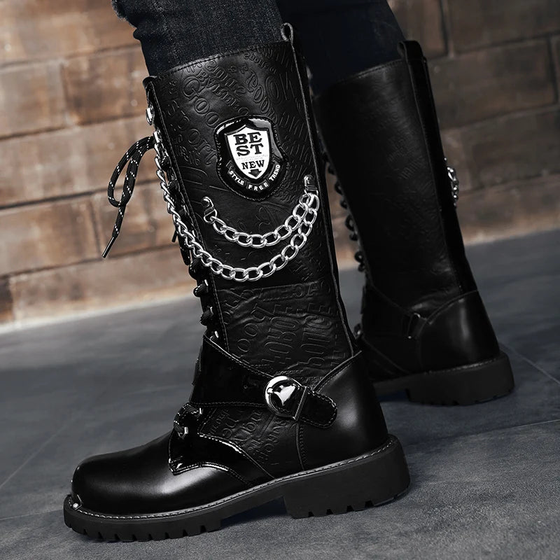 Chain Armor Motorcycle Boots – Gothic Metal Rider Style