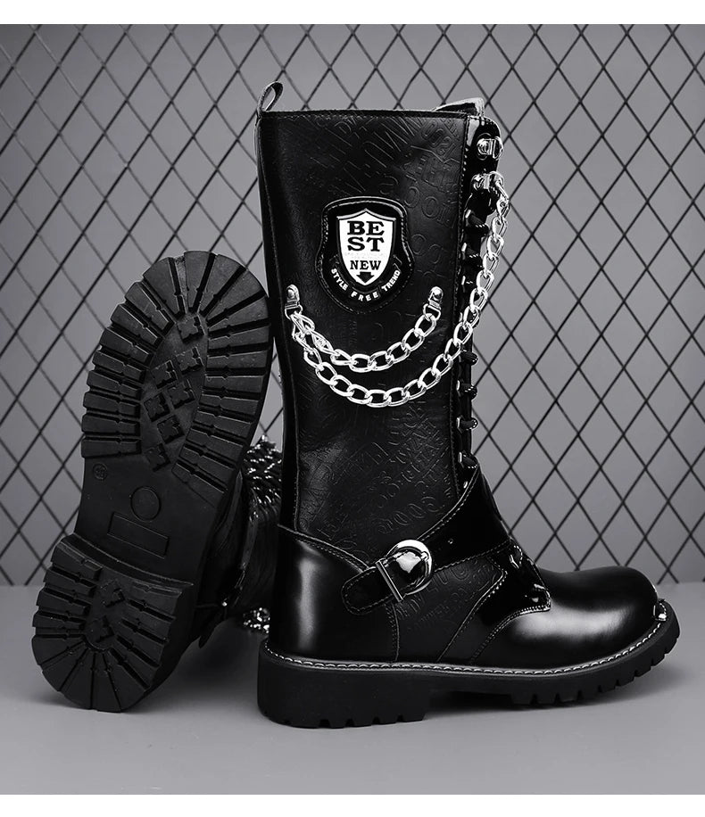 Chain Armor Motorcycle Boots – Gothic Metal Rider Style