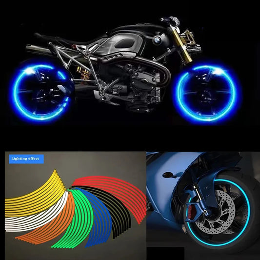 Motorcycle Reflective Rim Stickers – 16pcs Set, Waterproof & Durable