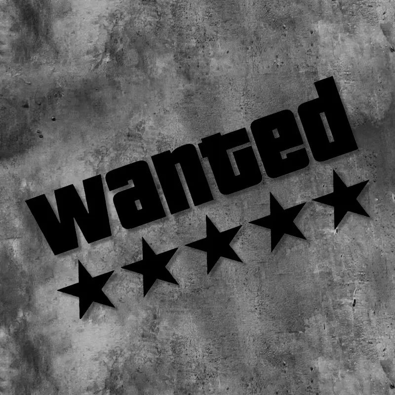 Motorcycle Sticker "WANTED" ★★★★★ Grand Theft Auto (GTA)