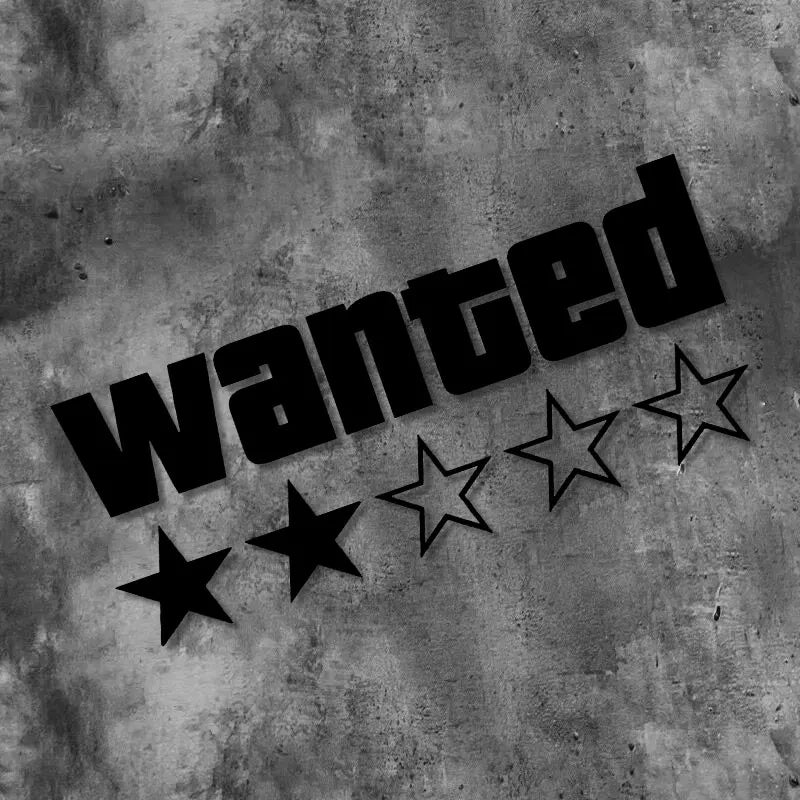 Motorcycle Sticker "WANTED" ★★★★★ Grand Theft Auto (GTA)