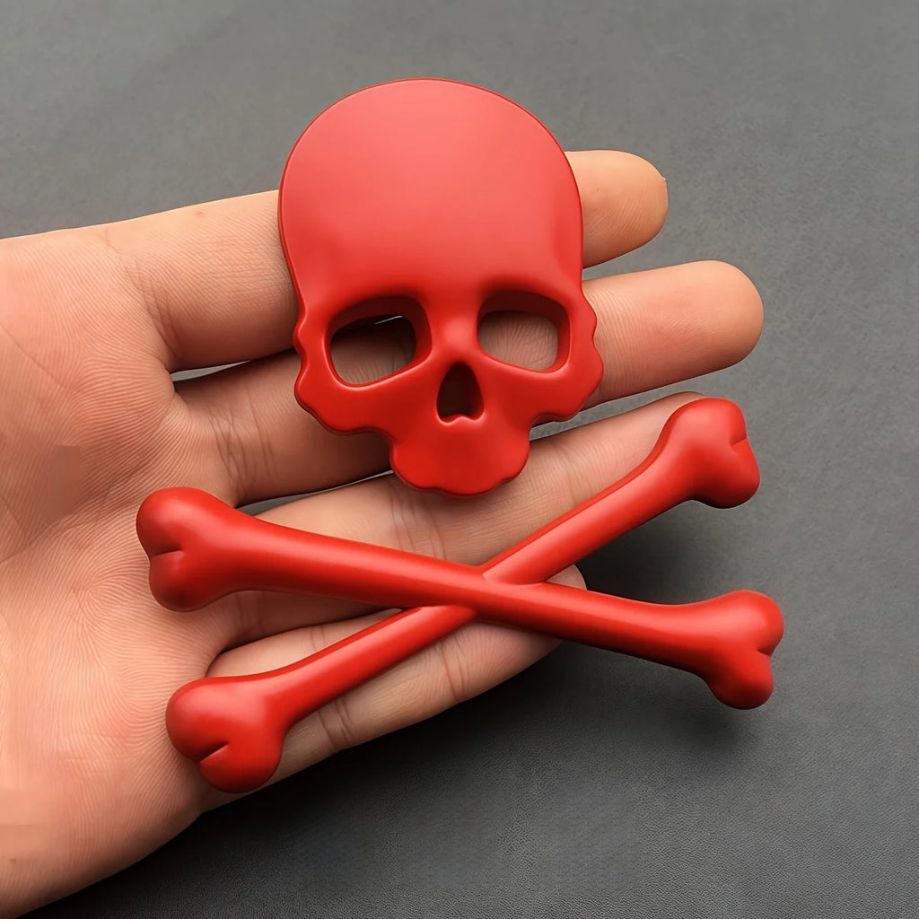 3D Skull and Crossbones Motorcycle Sticker